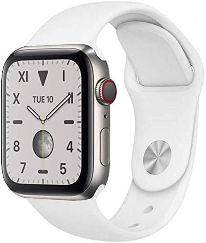 Apple Watch Series 5 (GPS+ Cellular, 44mm) Silver Titanium Case with White Sport Band