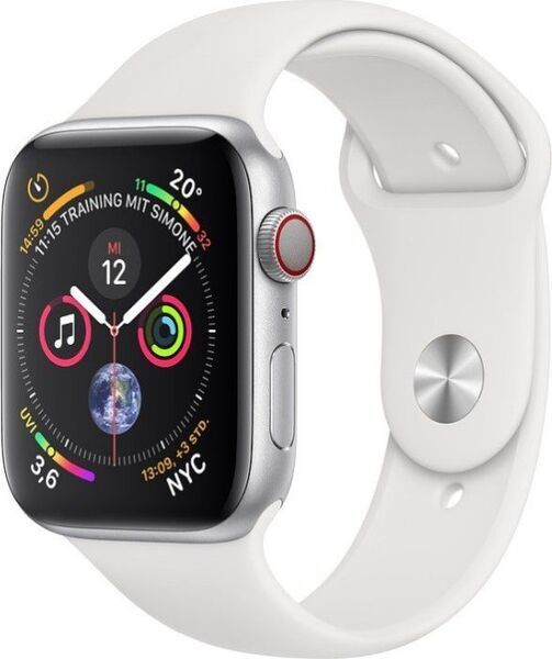 Apple Watch Series 5 (2019) 44 mm Aluminum GPS + Cellular silver Sport Band white