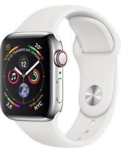 Apple Watch S4 40mm GPS Cellular Silver Stainless case with White Sport Band-E